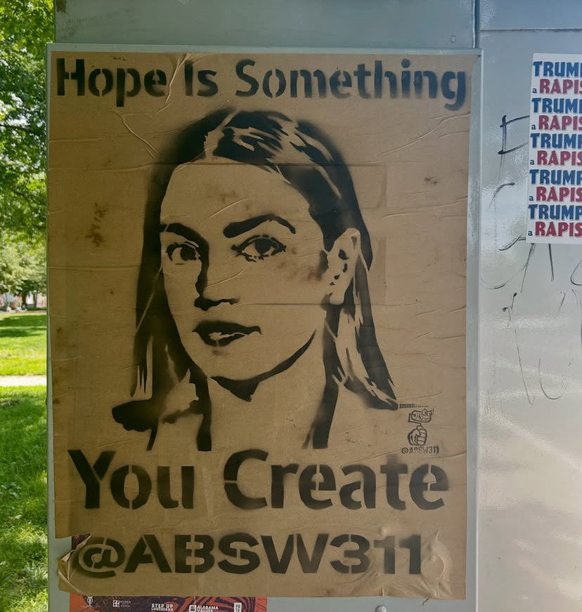 “Hope Is Something You Create” – 30”x24” AOC Poster on Kraft Paper